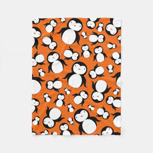 Cute oranje pinguin patroon fleece deken (Voorkant)