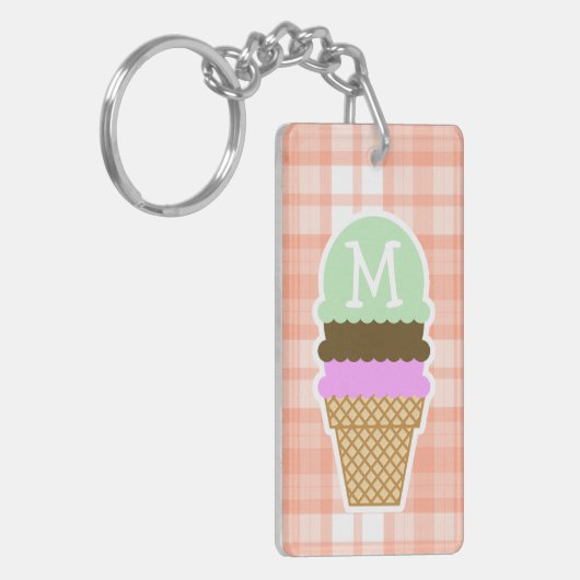 Cute Oranje Play; Ice Cream Cone Sleutelhanger (Voorkant Links)