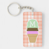 Cute Oranje Play; Ice Cream Cone Sleutelhanger (Voorkant)