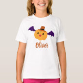 Cute Oranje Pumpkin - Aangepaste naam Halloween T-shirt (Voorkant)