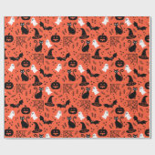 Cute Oranje Pumpkin Ghost Halloween Pattern Cadeaupapier (Vlak)