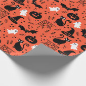 Cute Oranje Pumpkin Ghost Halloween Pattern Cadeaupapier (Hoek)