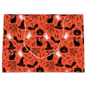 Cute Oranje Pumpkin Ghost Halloween Pattern Groot Cadeauzakje (Voorkant)