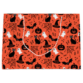 Cute Oranje Pumpkin Ghost Halloween Pattern Groot Cadeauzakje