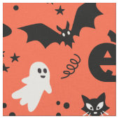 Cute Oranje Pumpkin Ghost Halloween Pattern Stof (Close Up)