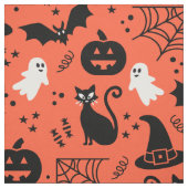 Cute Oranje Pumpkin Ghost Halloween Pattern Stof (Swatch)
