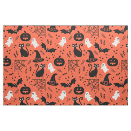 Cute Oranje Pumpkin Ghost Halloween Pattern Stof