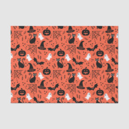 Cute Oranje Pumpkin Ghost Halloween Pattern Tissuepapier