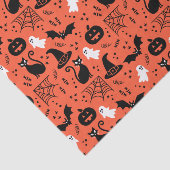 Cute Oranje Pumpkin Ghost Halloween Pattern Tissuepapier (Detail)