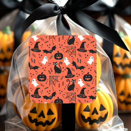 Cute Oranje Pumpkin Ghost Halloween Pattern Vierkante Sticker
