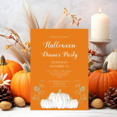 Cute Oranje Pumpkin Halloween Dinner Party Kaart