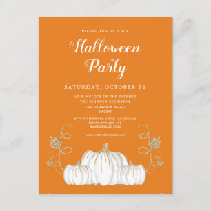 Cute Oranje Pumpkin Halloween Party Briefkaart
