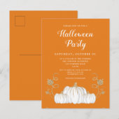 Cute Oranje Pumpkin Halloween Party Briefkaart (Voorkant / Achterkant)