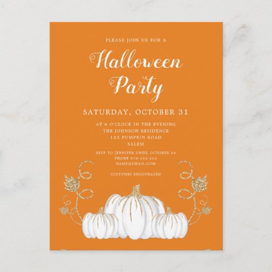Cute Oranje Pumpkin Halloween Party Briefkaart (Voorkant)