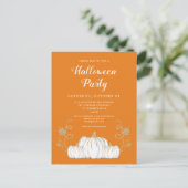 Cute Oranje Pumpkin Halloween Party Briefkaart (Staand voorkant)