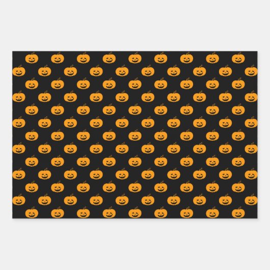 Cute Oranje Pumpkin Halloween Pattern Inpakpapier Vel (Voorkant 3)