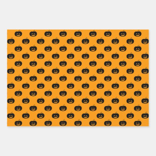 Cute Oranje Pumpkin Halloween Pattern Inpakpapier Vel (Voorkant 2)