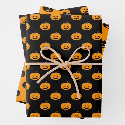 Cute Oranje Pumpkin Halloween Pattern Inpakpapier Vel