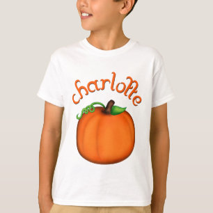 Cute Oranje Pumpkin voor Charlotte T-shirt