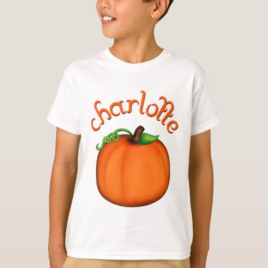 Cute Oranje Pumpkin voor Charlotte T-shirt (Voorkant)