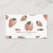 CUTE ORANJE RED WATERVERF STRAWBERRIES bruiloft Visitekaartje (Voorkant)