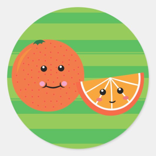 Cute Oranje Ronde Sticker (Voorkant)