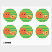 Cute Oranje Ronde Sticker (Vel)