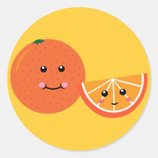 Cute Oranje Ronde Sticker (Voorkant)