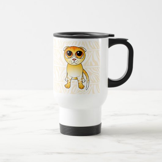 Cute Oranje Scottish Fold Cat Cartoon Reisbeker (Rechts)