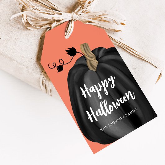 Cute Oranje Script Pumpkin Halloween Cadeaulabel