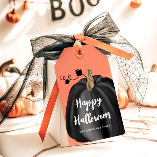 Cute Oranje Script Pumpkin Halloween Cadeaulabel