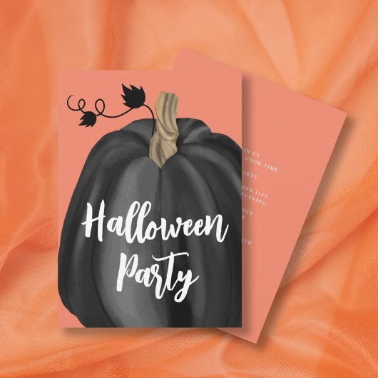 Cute Oranje Script Pumpkin Halloween Party Kaart
