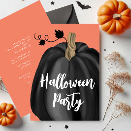 Cute Oranje Script Pumpkin Halloween Party Kaart