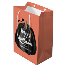 Cute Oranje Script Pumpkin Happy Halloween Medium Cadeauzakje