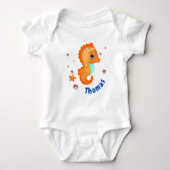 Cute oranje seahorse romper (Voorkant)