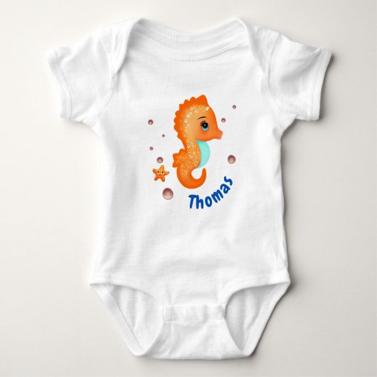 Cute oranje seahorse romper (Voorkant)