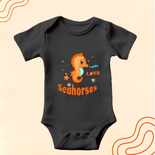 Cute oranje seahorse romper
