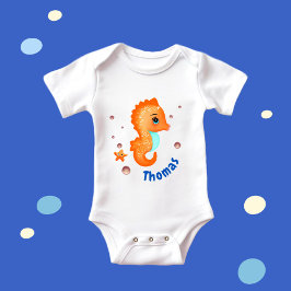 Cute oranje seahorse romper