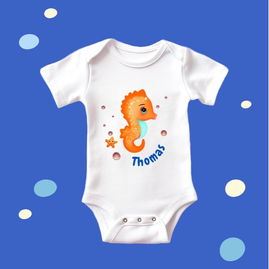 Cute oranje seahorse romper