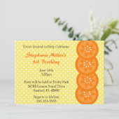 Cute Oranje Slice Summer Party Invitation Kaart (Staand voorkant)
