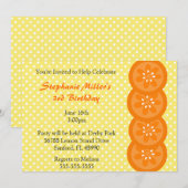 Cute Oranje Slice Summer Party Invitation Kaart (Voorkant / Achterkant)