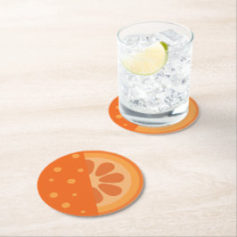 Cute Oranje Slice v2 Ronde Kartonnen Onderzetter