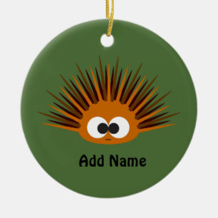 Cute Oranje Spiny Zee Urchin Keramisch Ornament