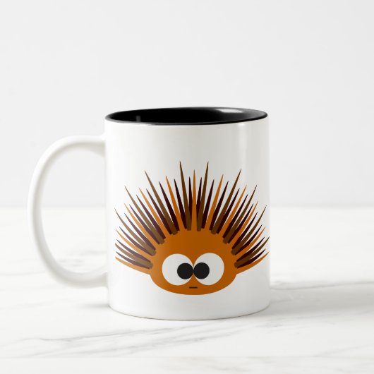 Cute Oranje Spiny Zee Urchin Tweekleurige Koffiemok (Links)