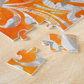 Cute oranje swirl floral design legpuzzel (Zijkant)