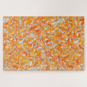 Cute oranje swirl floral design legpuzzel (Horizontaal)