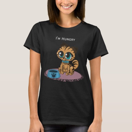 Cute Oranje Tabby Cat Black T-shirt (Voorkant)