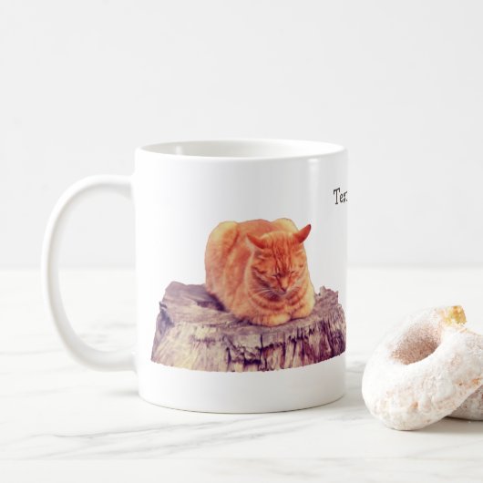 Cute Oranje Tabby Cat Persoonlijk Koffiemok (Met donut)
