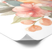 Cute Oranje Tabby Kat met Flowers Waterverf Poster (Hoek)