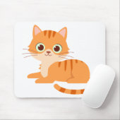 Cute Oranje Tabby Kitten Cartoon Kitty Cat Muismat (Met muis)